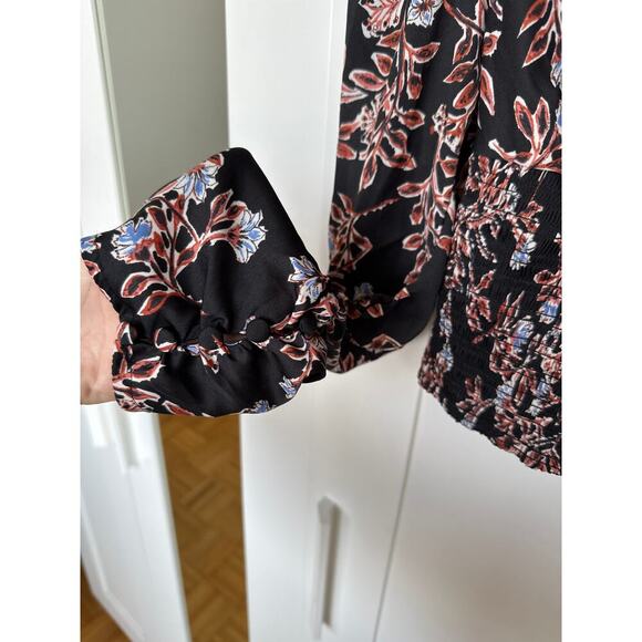 Free People Printed Santiago Cropped Smocked Blouse, Size M, Like New - Picture 4 of 8